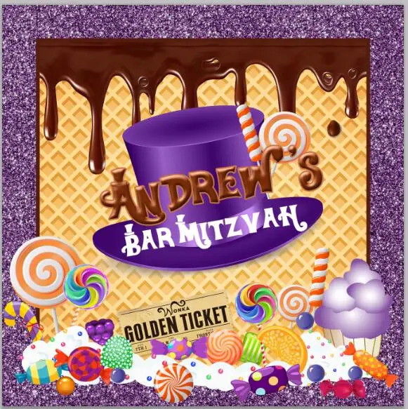 custom Chocolate Brown Factory Birthday Candy Candyland Purple Theme backdrops Computer print party backgrounds