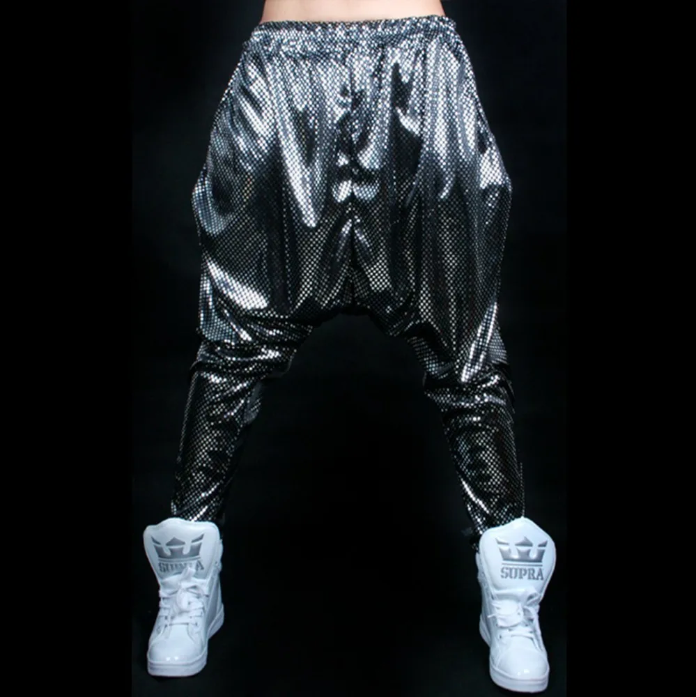 Women New Fashion  Spring Summer Stage Performance Dance Costumes Female Hip Hop Pants Sequined Jazz Harem Pants S-XL