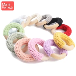 50mm Wooden Ring Crochet Baby Teether Colorful Teething DIY Rattle Wood Circles Baby Bites Rings Nurse Gift Children'S Goods