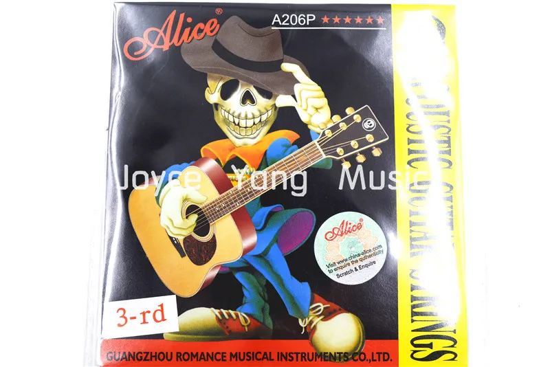 10 Pack Alice A206P/024 Acoustic Guitar Strings G-3rd Black Ball-End Single Phosphor Bronze Color Alloy Wound String