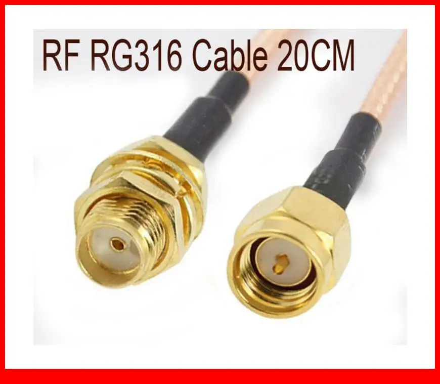 

30PCS Copper SMA Female to SMA Male Nut Bulkhead Crimp RG316 Cables 20cm