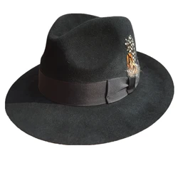 Luxury Angora Rabbit Fedora Hat Gangster Mobster Michael Jackson Gentleman Hats Black Grey Colors