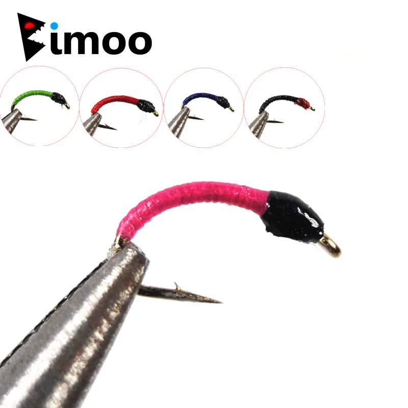 Bimoo 6 pièces larve Pan poisson mouche poisson blanc bleu branche perche pêche nymphe leurre