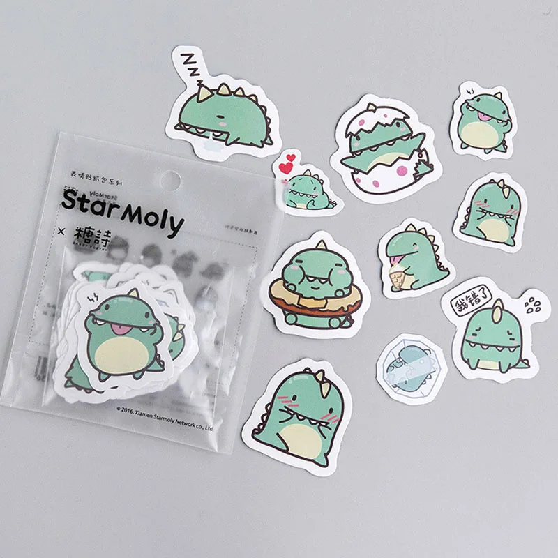 40 PCS Creative Little Dragon Green Paper Sticker Decoration DIY Ablum Diary Scrapbooking Label Sticker Cute Stationery TZ100