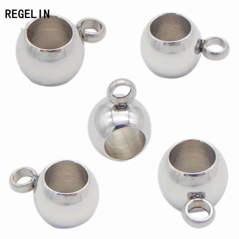 REGELIN 20pcs Stainless Steel Pendant Clip & Pendant Claps Silver Tone Bail Beads for DIY Jewelry Making Findings Hole 3/4mm