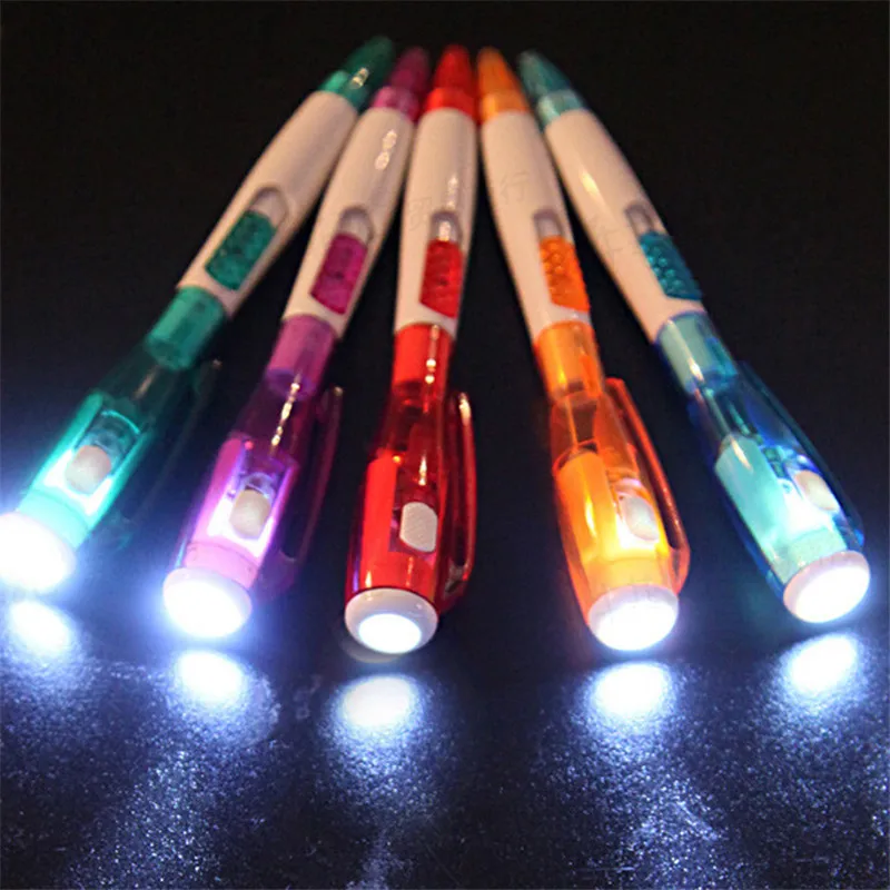 

500pcs new unique ballpoint pen led light flashlight pen multi-function ball-point pen school office supplies studediamond pen