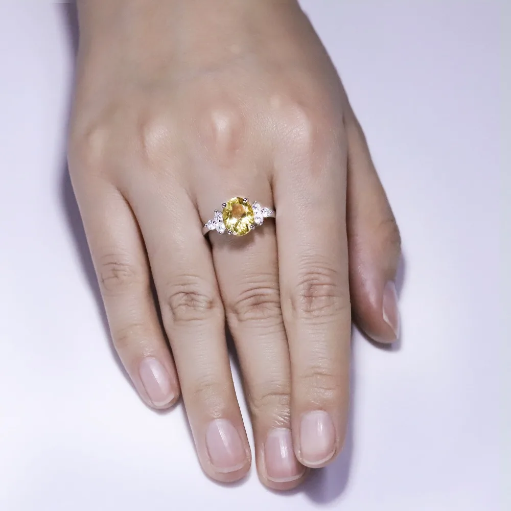 GEM'S BALLET Classic Oval 2.60Ct Natural Citrine Anniversary Rings For Women 925 Sterling Silver Gemstone Ring Fine Jewelry - Image 5
