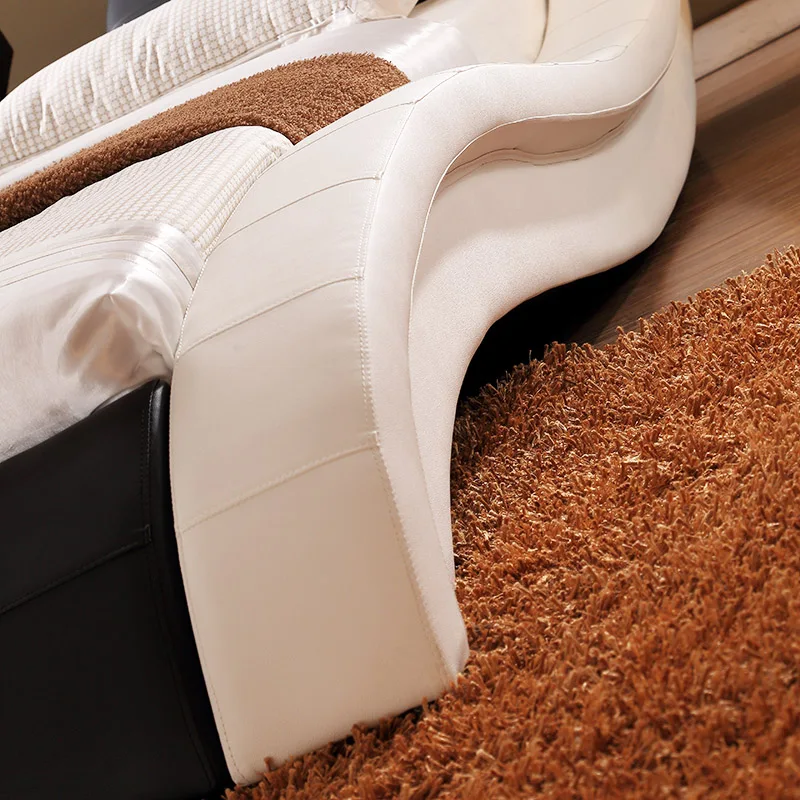 2020 moderne design weiche leder bett 150 oder 180 optional