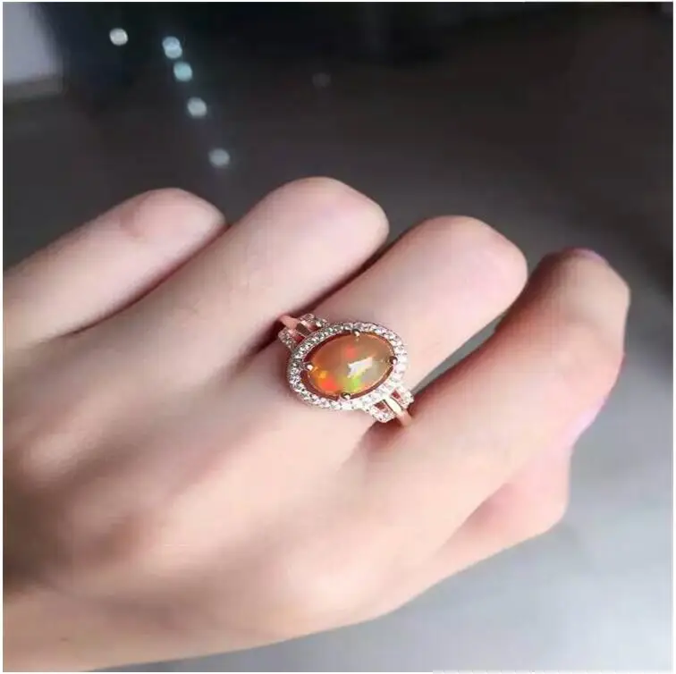 

Free Shipping Fashion Ring REAL S925 sterling silver inlaid Natural OPal ring 7*9mm