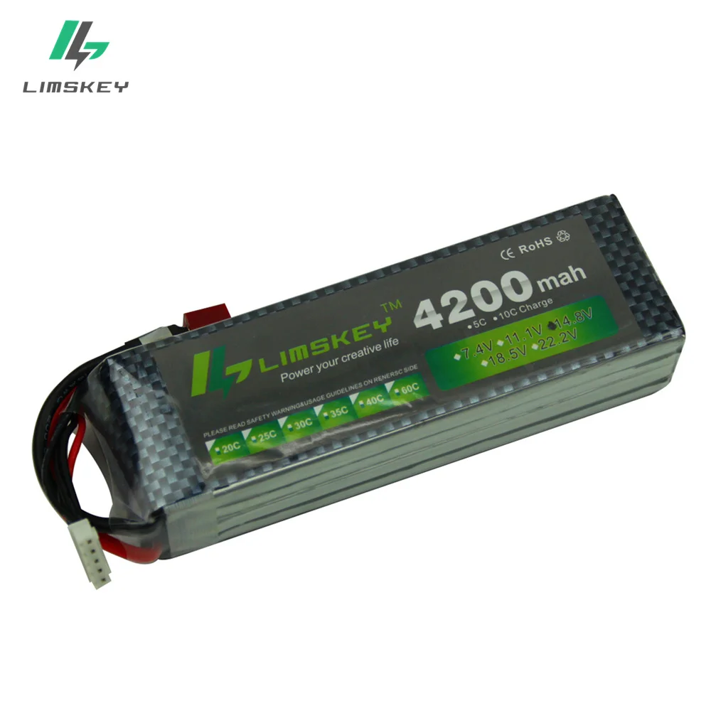 

Limskey Power Lipo Battery 14.8V 4200mAh 30C MAX 40C T Plug for RC Car Airplane Helicopter FOR DJI F550 Multirotor Part 4S Li-po