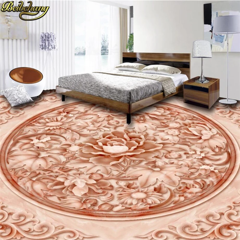 beibehang Custom papel de parede 3D floor wallpaper Peony 3D floor painting vinyl vinyl waterproof self - adhesive wall paper