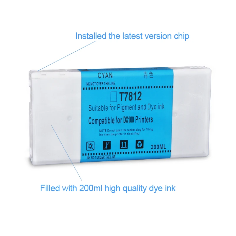 T7811-T7816 Compatible Ink Cartridge Filled With Dye Ink For Fujifilm Frontier-S DX-100 Fuji DX100 200ML/PC (6 Colors Options)