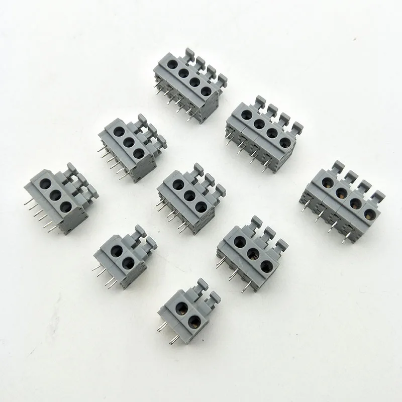 10Pcs KF235 5.0mm Pitch Straight PCB Board Screwless Spring Terminal Blocks 2P 3P 4P Positions Terminal connector 250V 10A