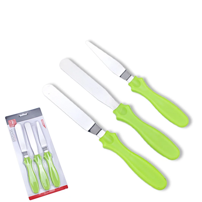 Kitchenware 3-piece cream spatula Cake release knife 3pcs butter scraper stainless steel Smoothing knife set Baking tool AB379