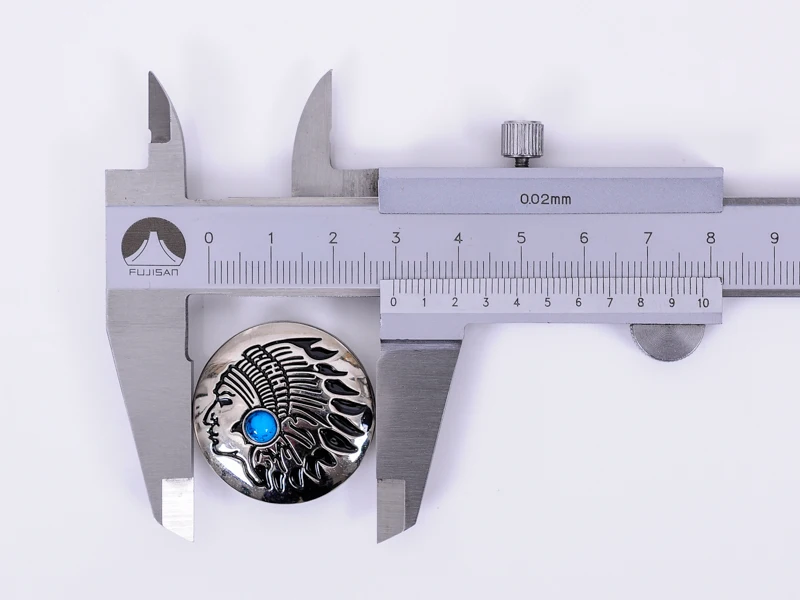 10Pcs 30mm Southeast Tribal Turquoise Indian Head Sewing Coat Cothes Closures Connector Leathercraft conchos Shank Button