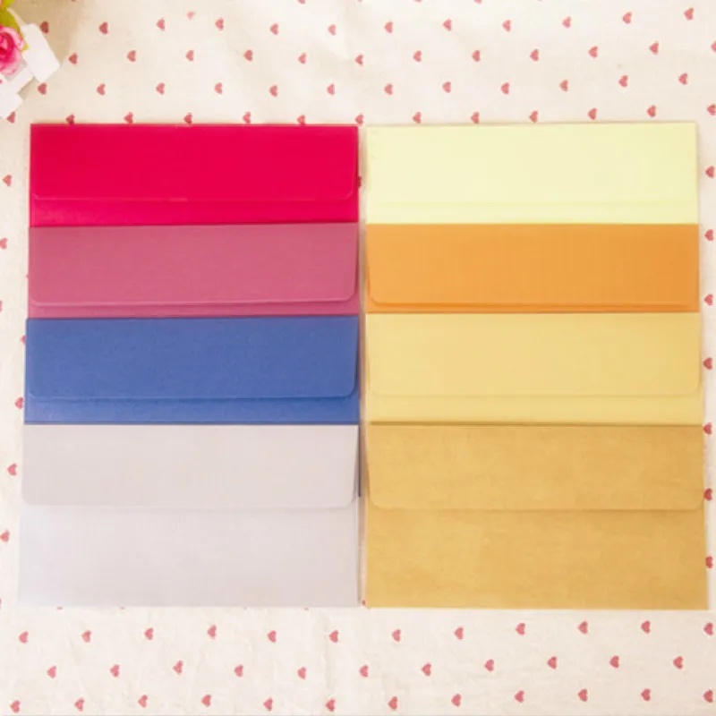 50 PCS/lot 110*220mm Kraft Pearl Light 5 Number Colour Western Style Envelope   square postcard with envelopes free shipping