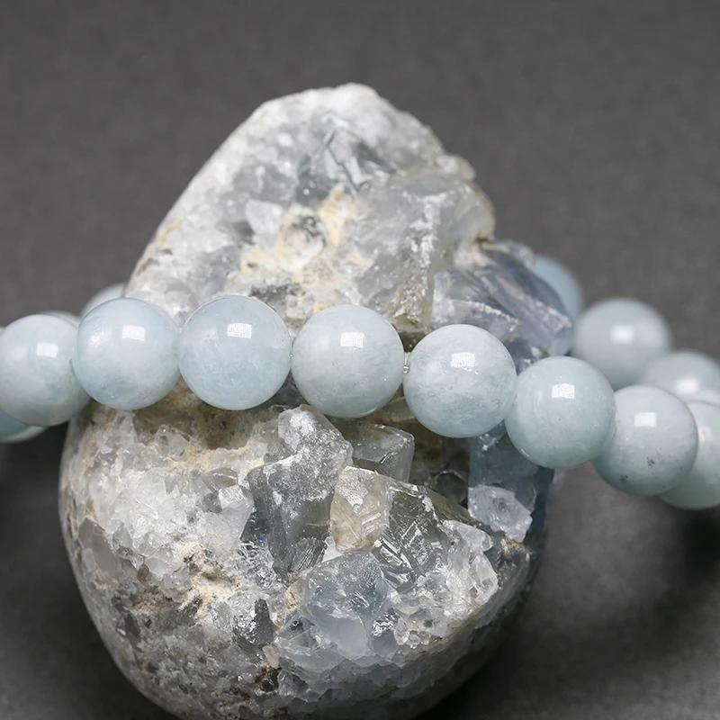 Personalized Natural Aquamarine Beads Bracelets Dropship