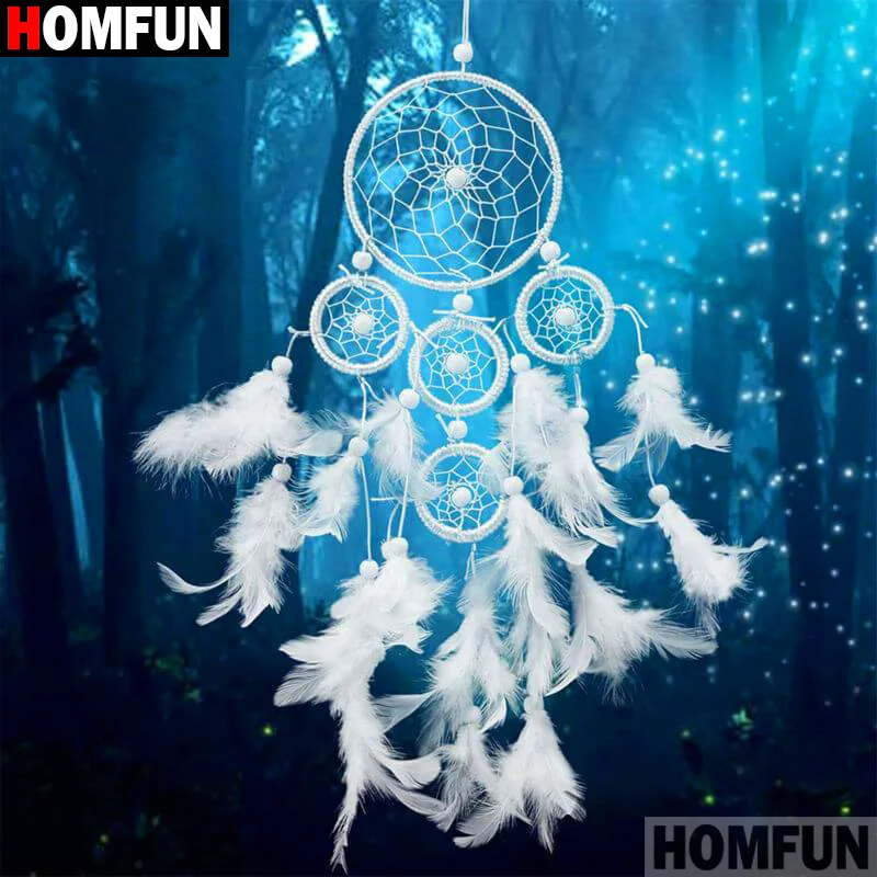 

HOMFUN Full Square/Round Drill 5D DIY Diamond Painting "Feather wind chime" 3D Diamond Embroidery Cross Stitch Home Decor A19947