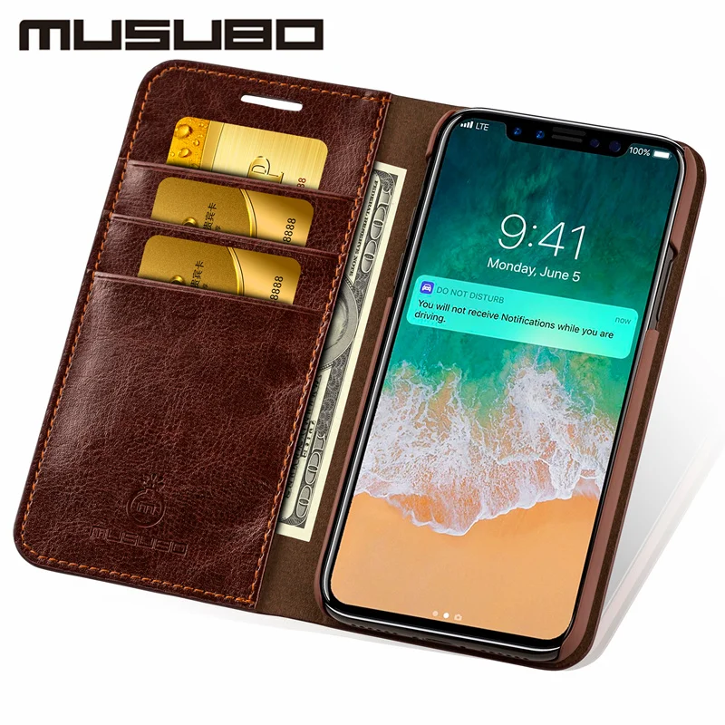 Musubo Leather Phone Case Cover For iPhone XR X 8 Plus Luxury Card Holder Wallet Flip Case for iphone Xs Max 7 plus 6s Plus 6 SE