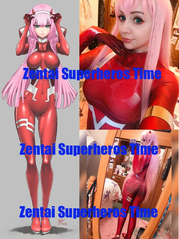 Zero Two Darling in the Franxx 002 Cosplay Costume 3D Printed Spandex Zentai Halloween Catsuit Custom Made Bodysuit