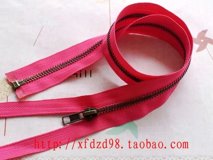 3pcs/lot 5# 65cm bronze open end metal zipper with slider bag garment diy accessories 24 colors length customize751