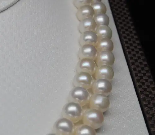 noble women gift 32INCH  GOLD CLASP HHUGE Double strand 8.5-9MM AAA quality pearl necklace