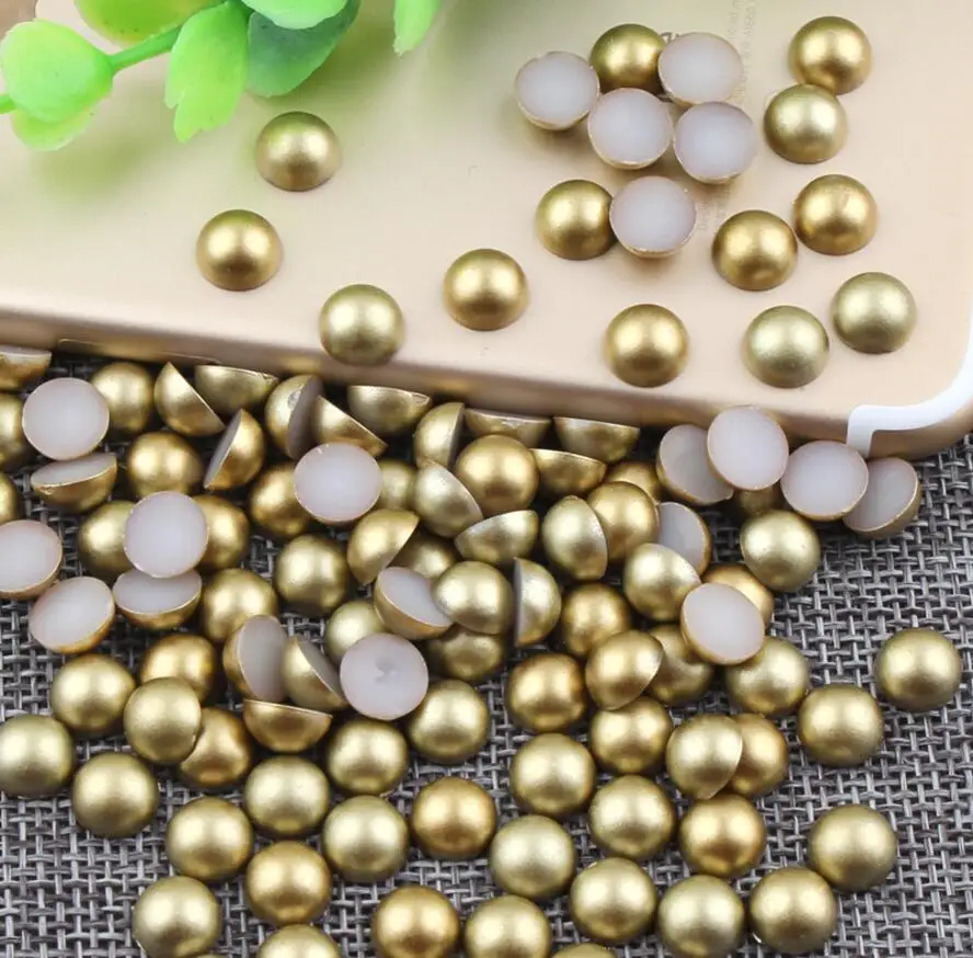 

10000pcs Half Round Gold/Silver Pearl Bead Button For Sewing UV Epoxy Filler Resin Jewelry Making Craft Nail art Accessories