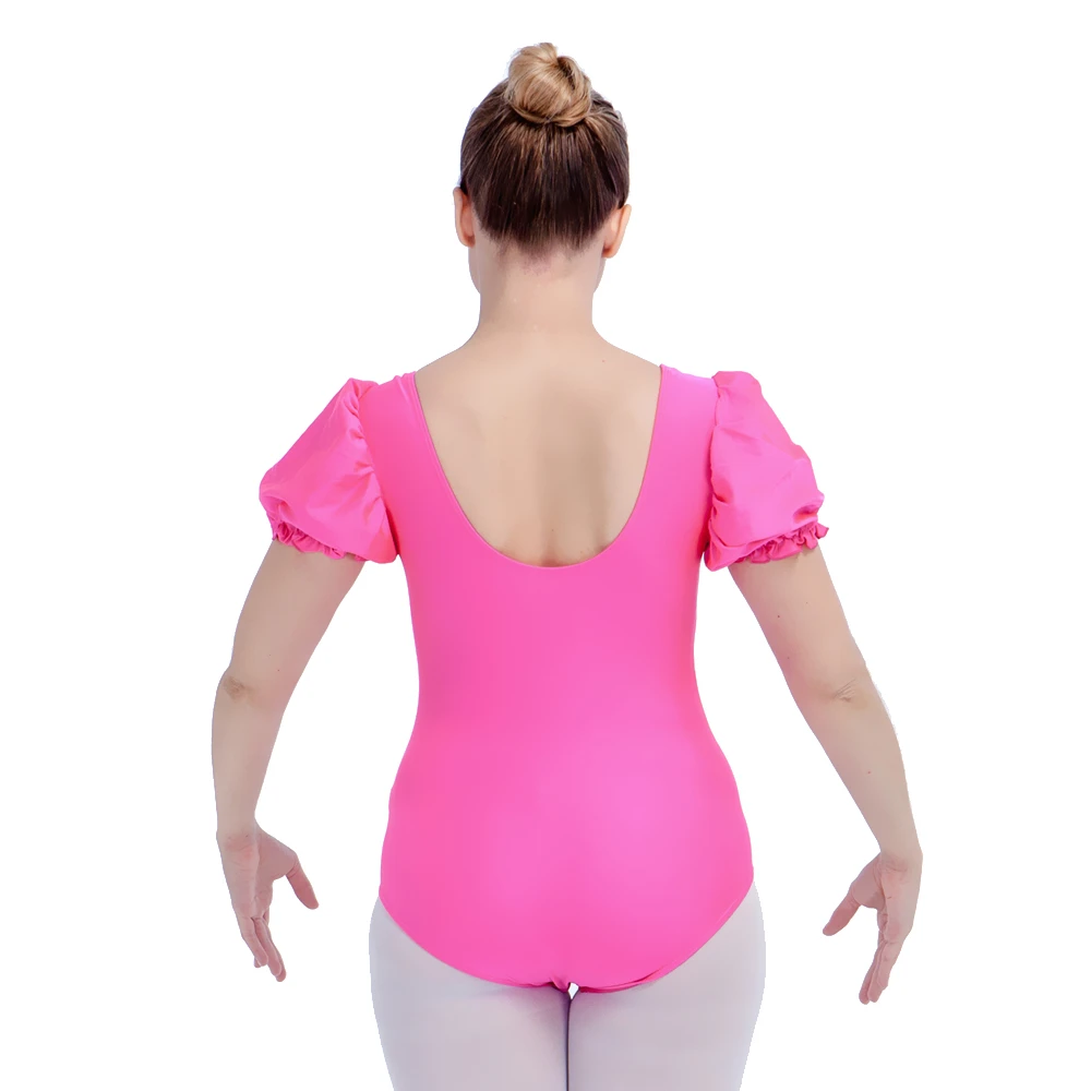 Einzelhandel Großhandel Schwarz, Pfirsich und Mehr Farben Shiny Nylon/Lycra Kappe Puffy Sleeve Trikot für Mädchen und Damen