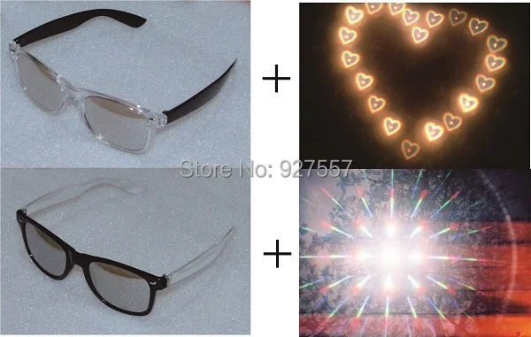 Black +Clear Mixed Color Fireworks Glasses Silver Mirror Glasses