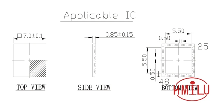 QFN48 MLF48 IC Test Socket Pitch 0,5mm Clamshell Chip Tamaño 7*7 adaptador Flash toma de programación IC550-0484-004-G Burn in Socket