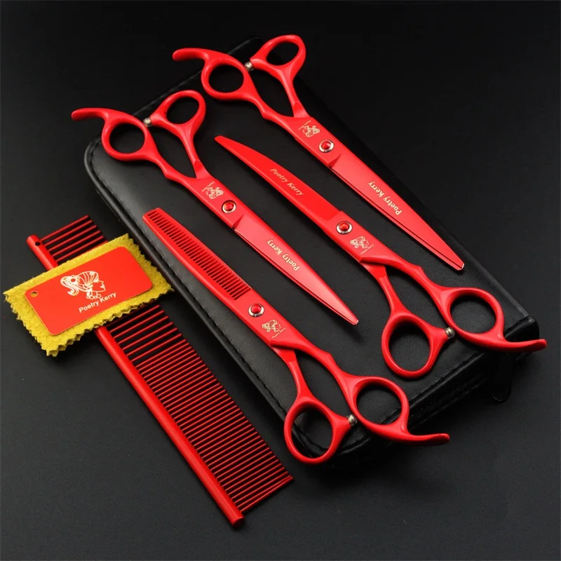 

High Quality 7.0 Inch Professional Dog grooming scissors Set pet scissors dog hair cutter Straight & Curved &Thinning shear