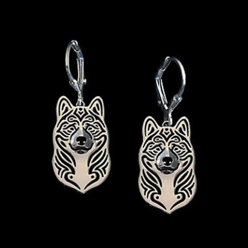 Fashion Alloy Pet Drop Earrings Women Metal Akita Dog Earrings