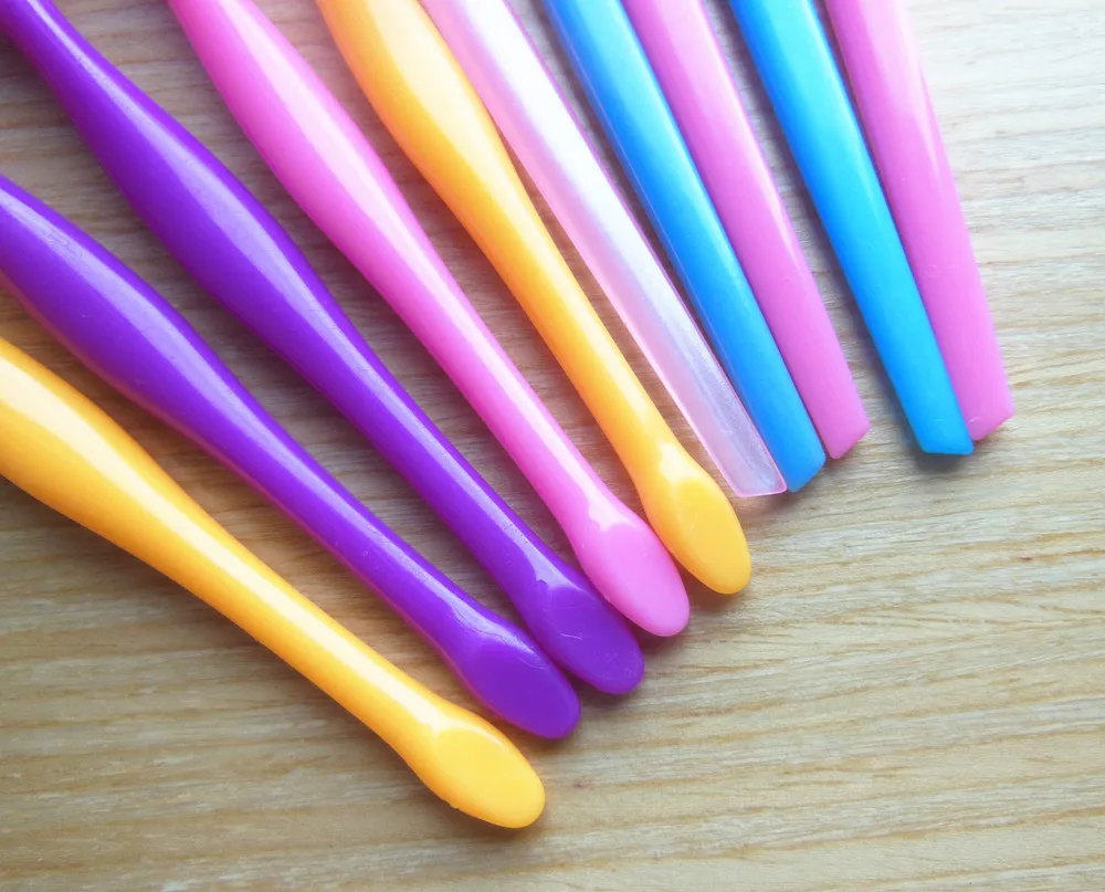 10 Pcs mixed cuticle stick  Cuticle Pusher Mix Color  With Soft Rubber Head High Quality Nail Tools dead skin fork