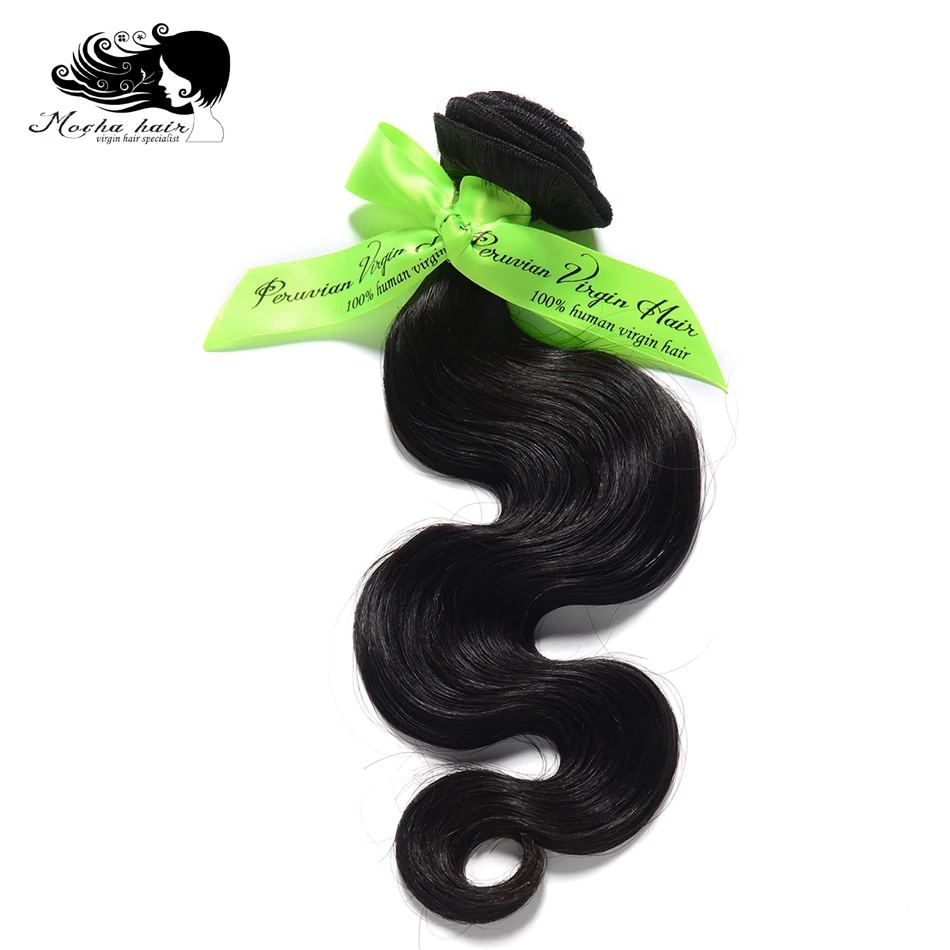 Mocha Hair Body Wave Peruvian Virgin Hair  extension 10inch-26inch Nature Color  100% Human Hair Weaves