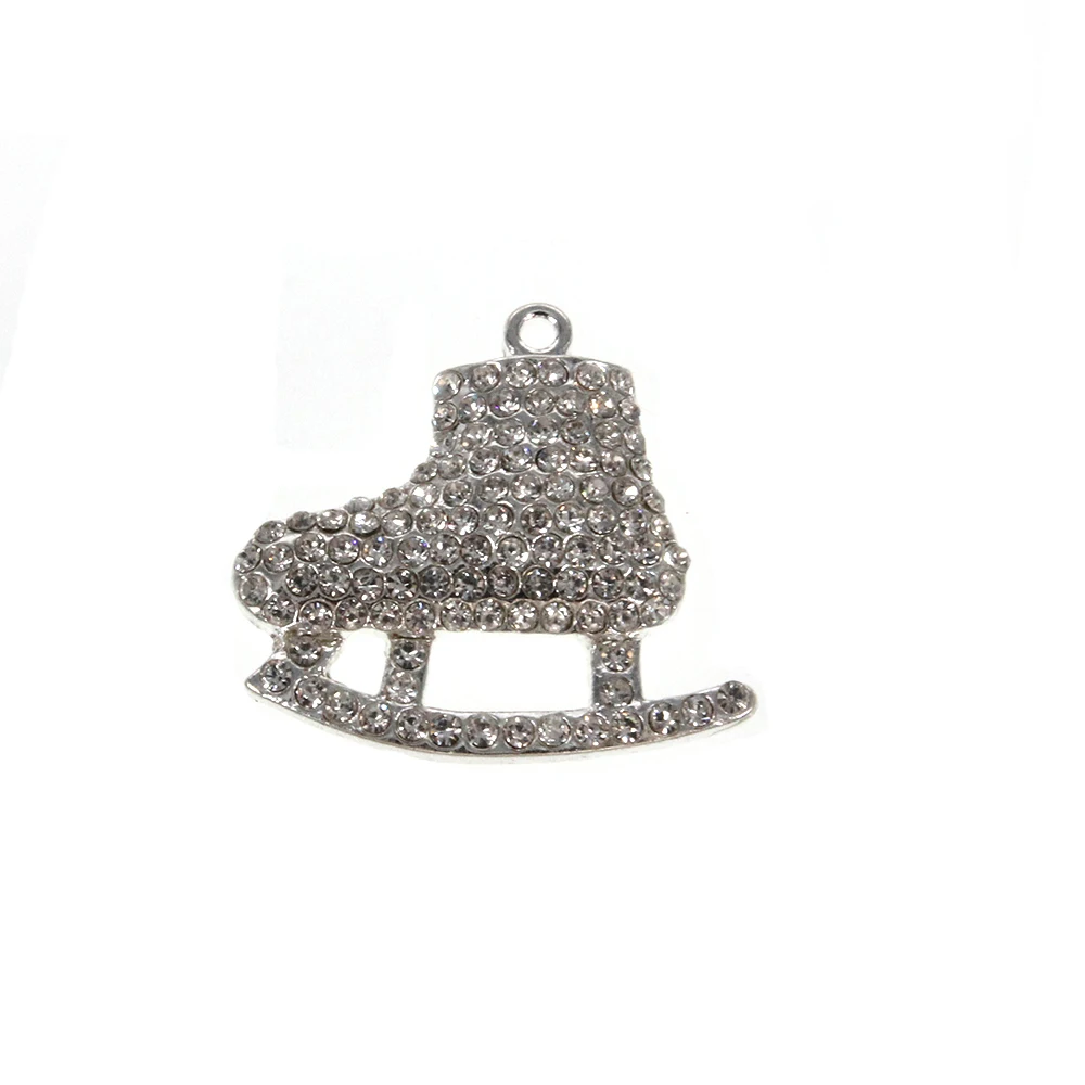 35mm  Ice Skates shaped Rhinestone Charm Pendant for Girls and Ladies