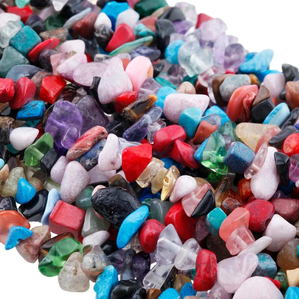 TUMBEELLUWA Semi Precious Gem stone Chips Stone Loose Beads for Jewelry DIY Making 33 Inch Strand Drilled