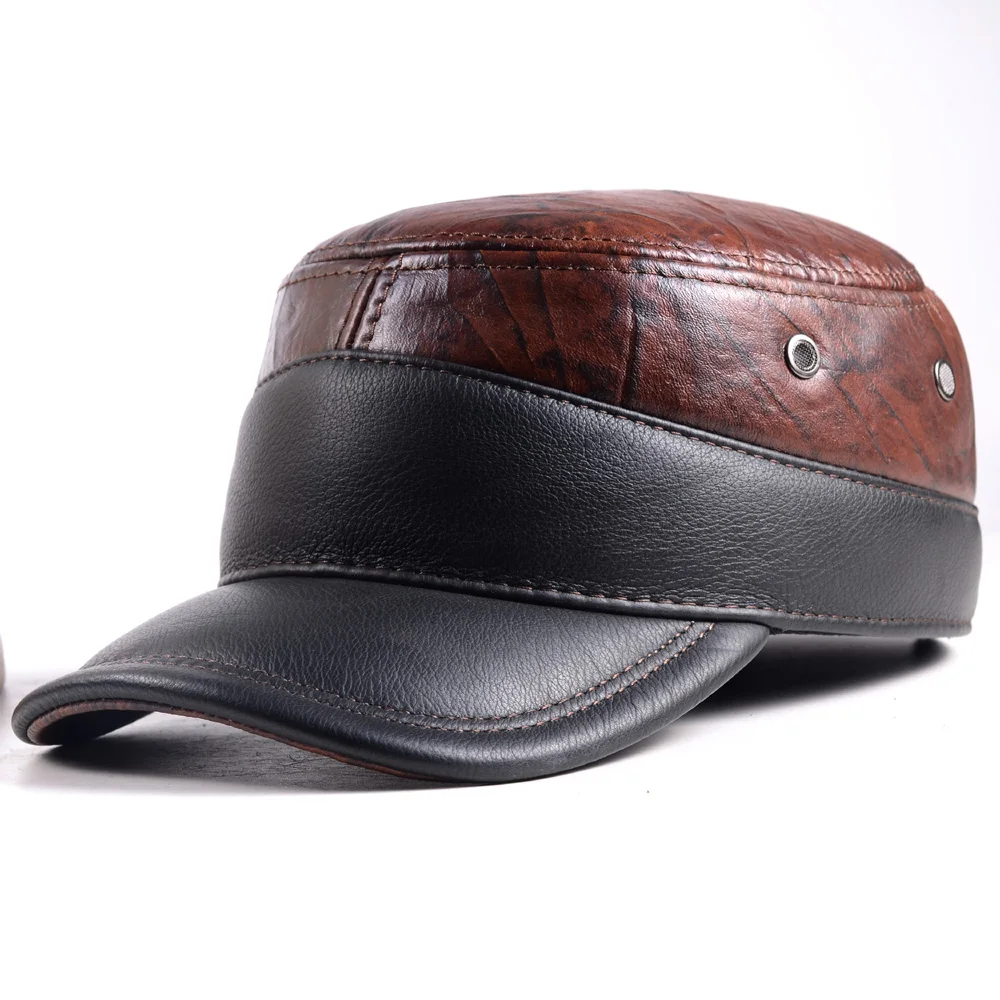 New Winter Warm Top Quality Women's Men's Real Cowhide Leather Baseball Golf Hat/Cap