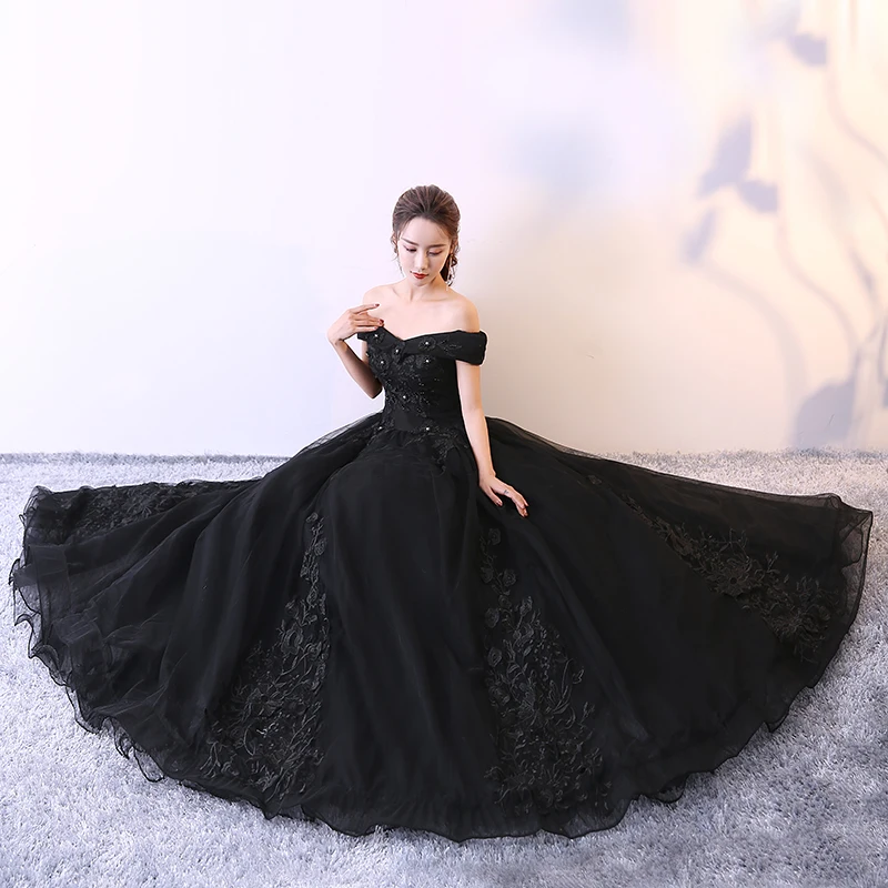 Czarne morele Quinceanera sukienki Off The Shoulder aplikacje zroszony Vestido Debutante 15 Anos 2019 nowa księżniczka bufiaste suknie balowe