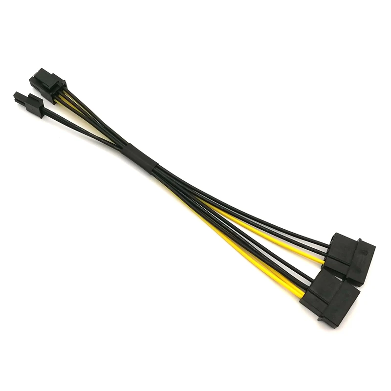 

Angitu 100pcs/lot PCI-E 8Pin 6+2Pin To Dual IDE Molex 4Pin Power Adapter Splitter Cable-20cm