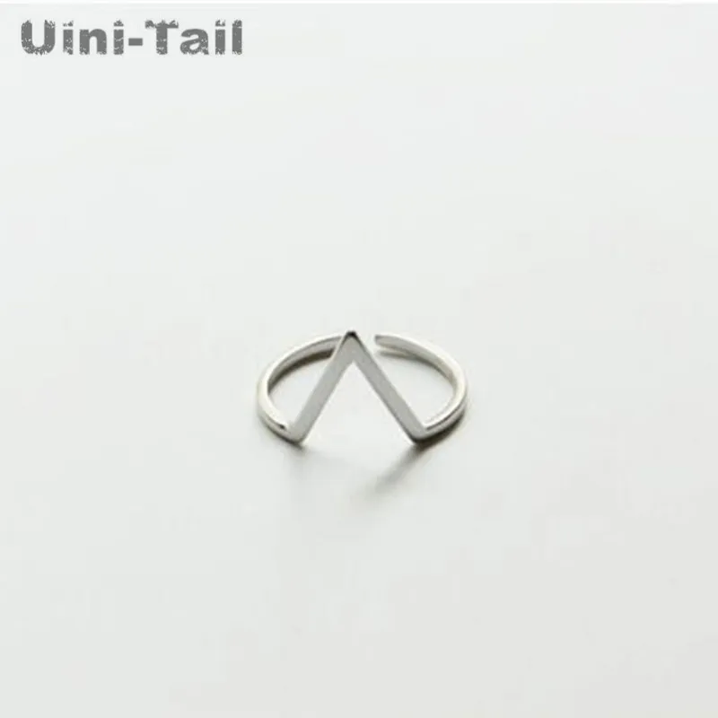 Uini-Tail Hot 925 Tibetan silver fashion simple V word open silver ring Korean fashion flow high quality jewelry wholesale JZ192