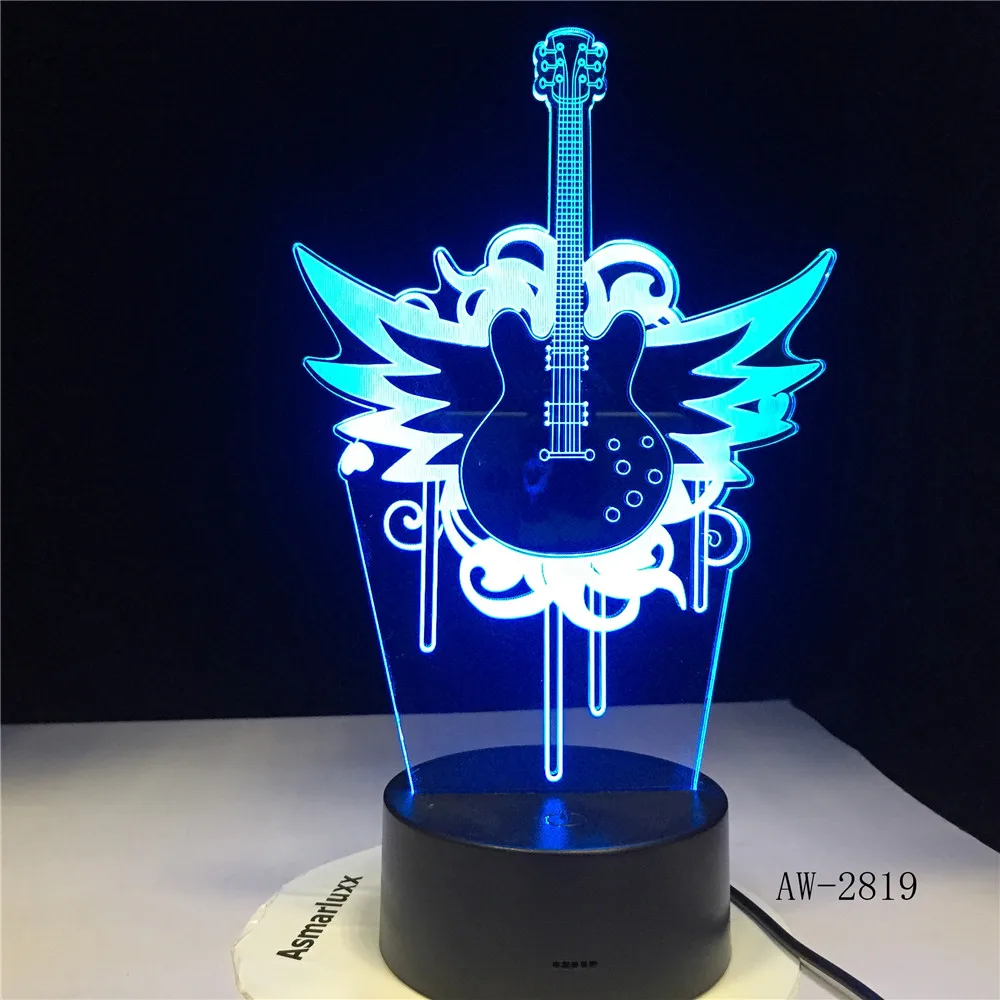 Guitar Fly Bass Rock Music 3D LED LAMP NIGHT LIGHT for Musicians Home Table Decoration Birthday Christmas Present Gift AW-2819