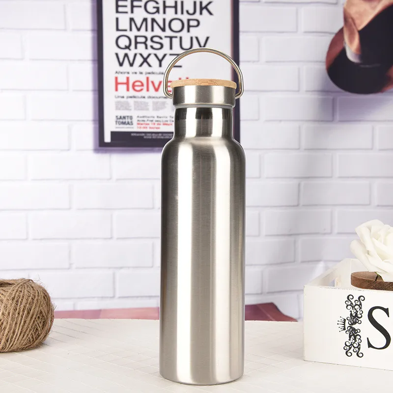 Stainless Steel Thermos Double Wall Vacuum Insulated Travel Water Bottles Flask Cup with Bamboo Lid Biking Camping Hiking Kettle