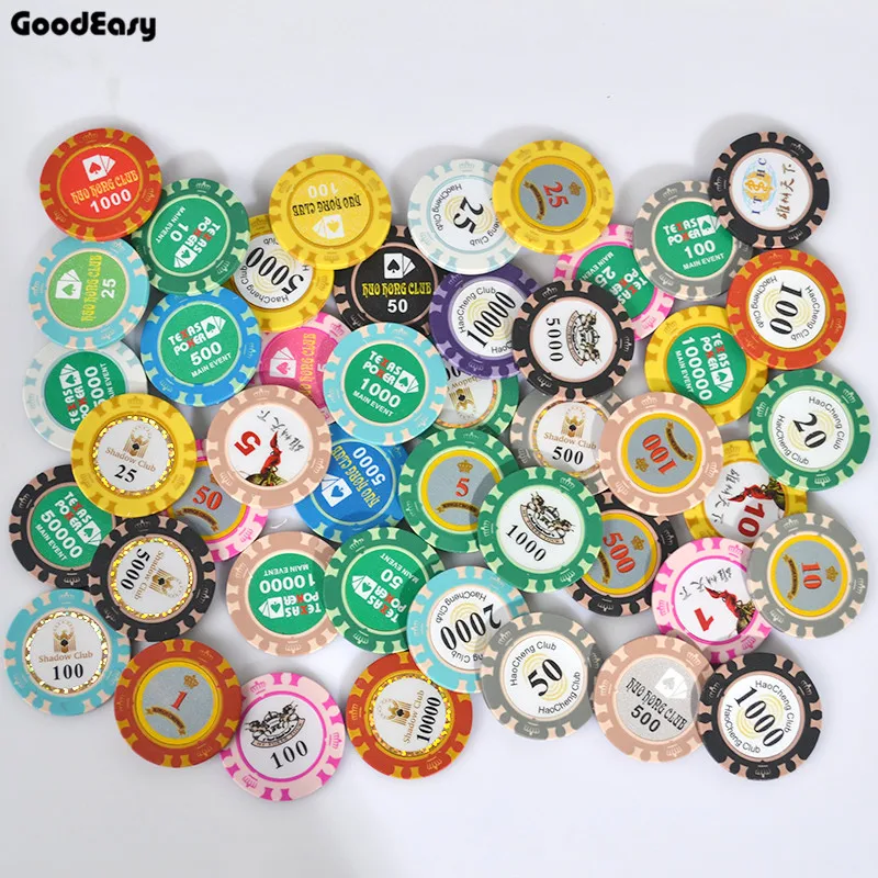 1000 Pcs Customized Poker Chips Clay Iron ABS Casino Chips Hold'em Poker Monte Carlo Crown Poker Chip Customizable Design LOGO