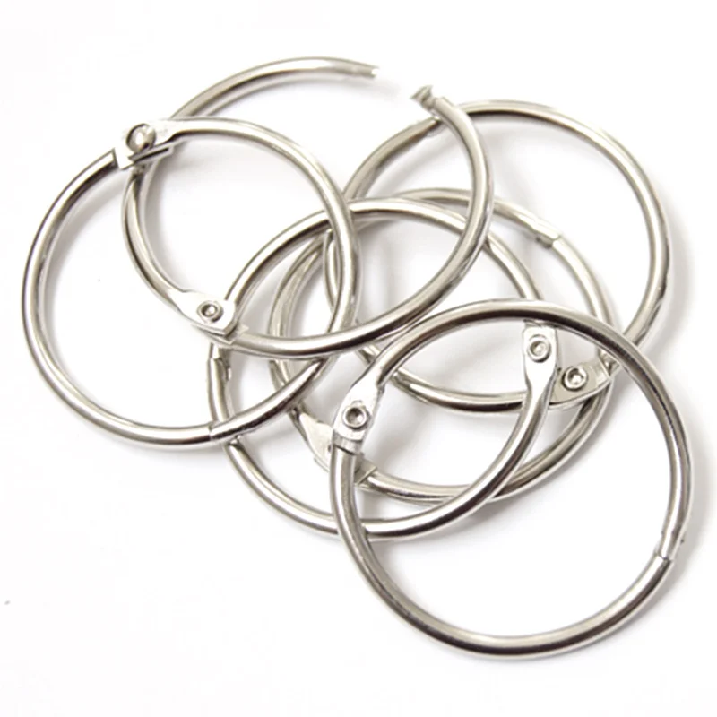 10Pcs/Lot 20-80mm Metal Loose Leaf Book Binder Hinged Rings Keychain Album Ring Scrapbook Binders Craft Photo Album Circle Clips