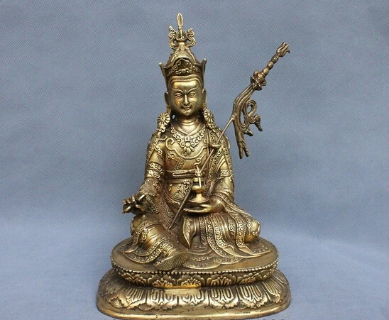 wholesale factory Tibet Buddhism Padmasambhava Guru Padmakara Buddha Bronze Gilded Copper Statue