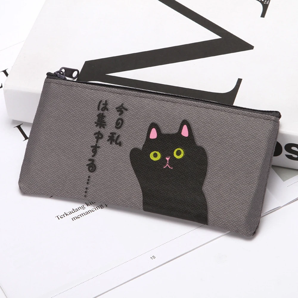 

Cartoon Cat Canvas Pencil Case For Girls School Supplies Stationery School Pencil Case Pencil Bag Pen Case Cute Pencilcase