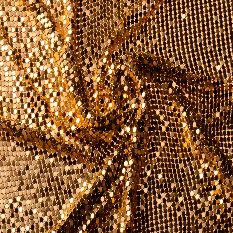 Brand 150cm x 45cm GOLDEN Metal Mesh Fabric Metallic cloth Metal Sequin Sequined Fabric Curtain Square Home Decoration Clothing