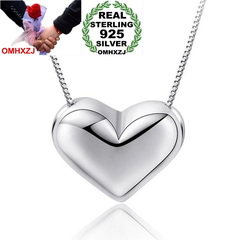 

OMHXZJ Wholesale Fashion Smiple Love Heart Woman Man Couple Gift 925 Sterling Silver Pendant Charms PE134 ( NO Chain Necklace )