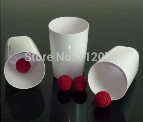 

Three Cups and Three Balls,Chop Cup Set(Porcelain White,Plastic) Magic Tricks For Magician Appearing/Vanishing Close Up Illusion