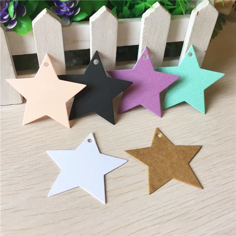 100 pcs multi-color pentagonal suspension card DIY blank label wedding party decoration card baking price label